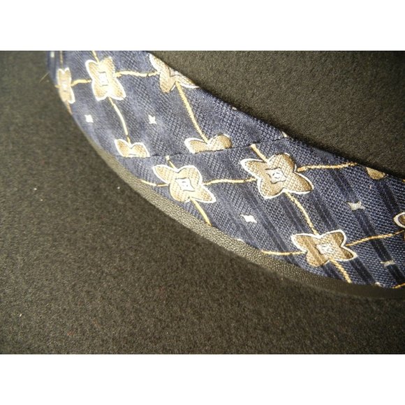 Boho Fedora woman's fancy big bow hat, Black fedora with gold and blue hatband h - Picture 3 of 4